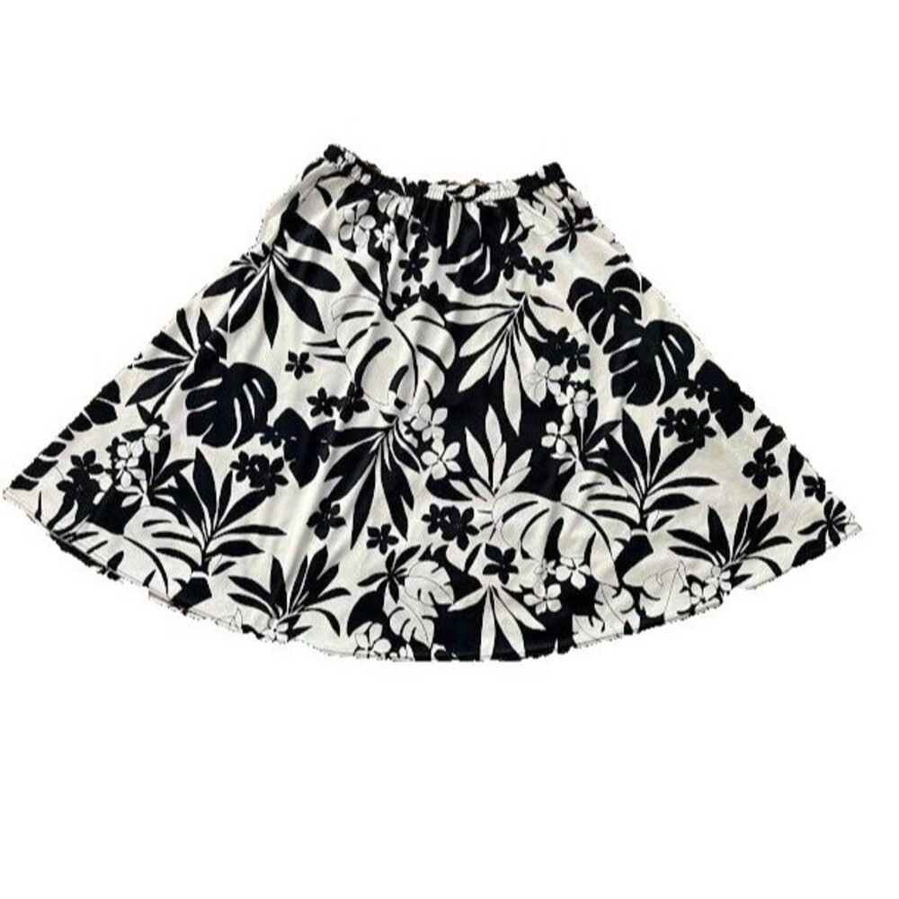 BFA Classics Vintage Blue & White Floral Skirt Made in USA Size 16 Elastic Waist
